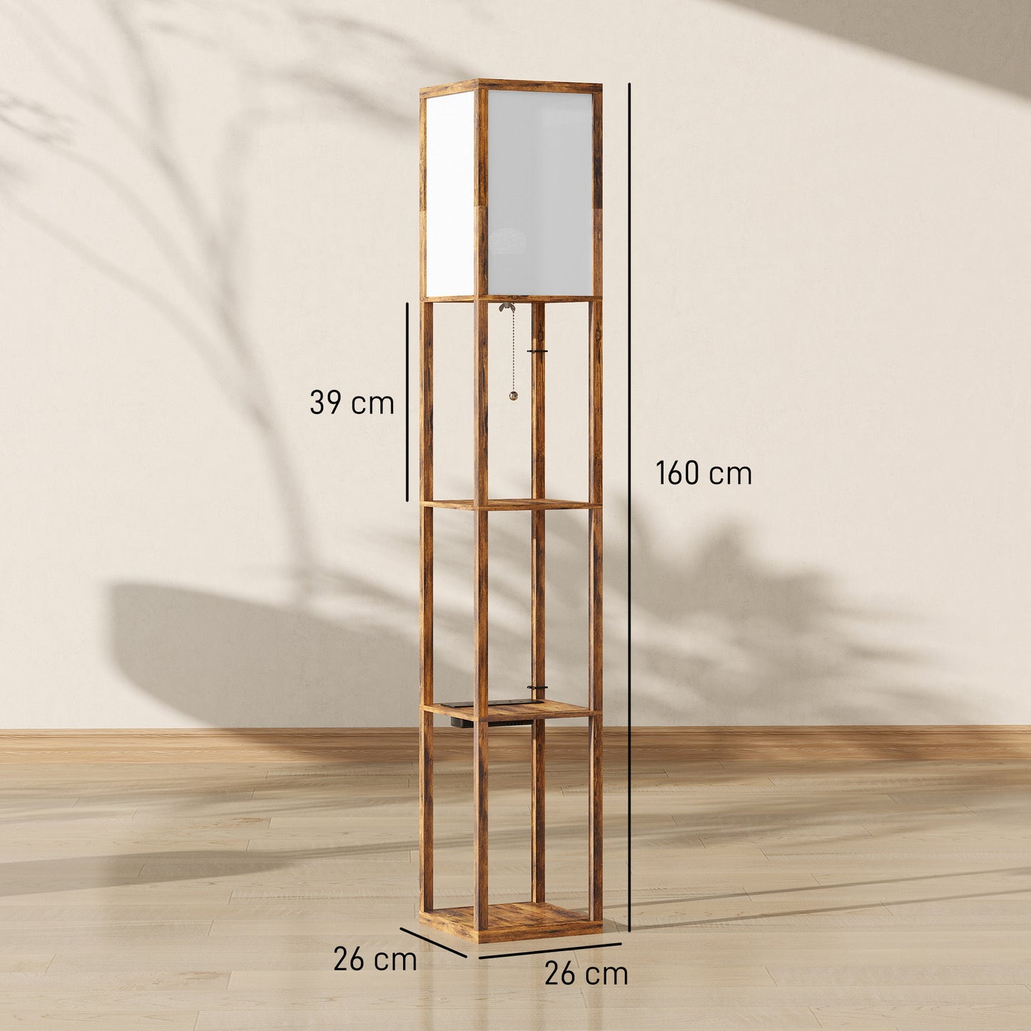 LightGlow 4-Tier Floor Lamp - Rustic Brown