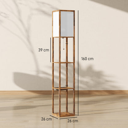 LightGlow 4-Tier Floor Lamp - Rustic Brown