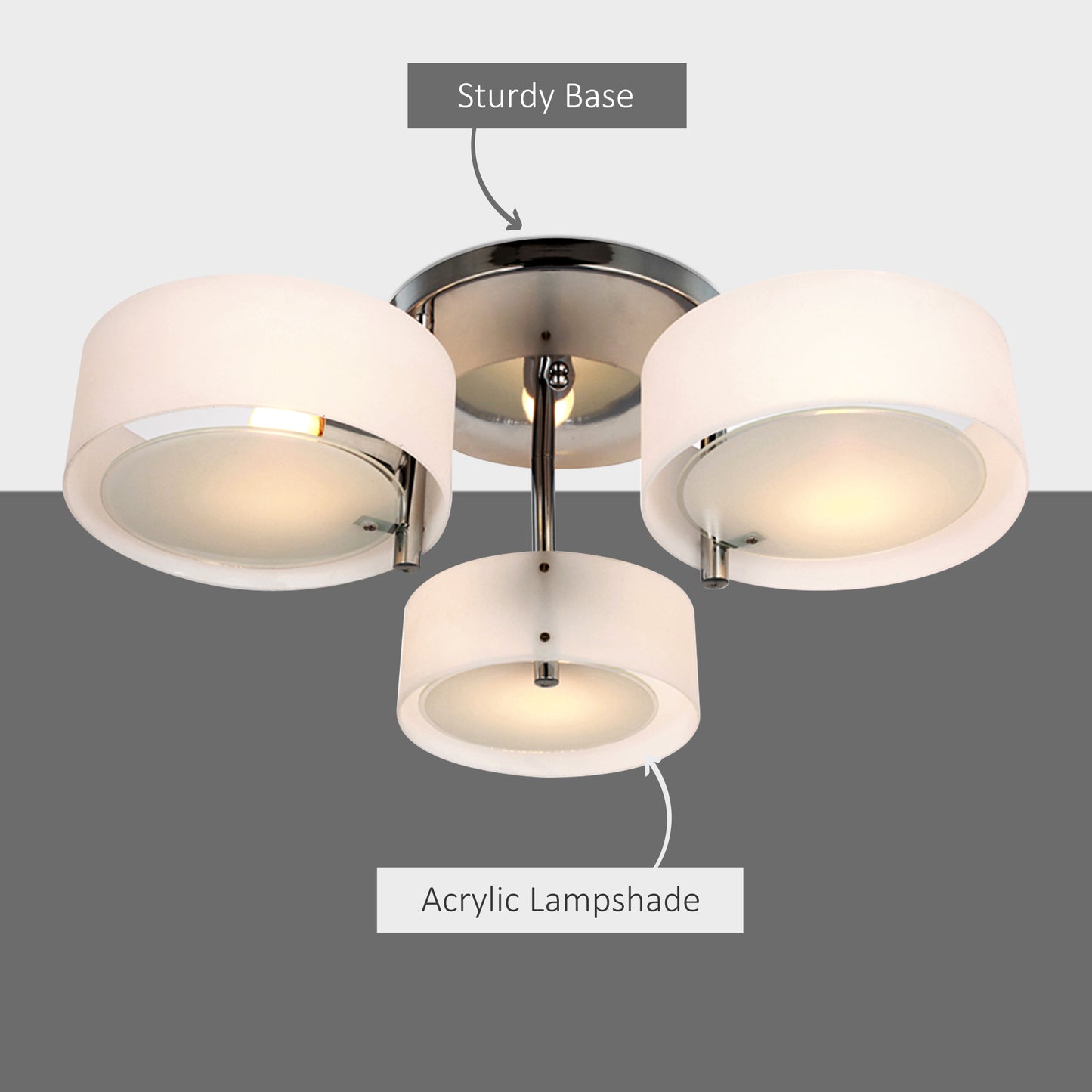 LightGlow Acrylic 3-Light Pendant - Chrome