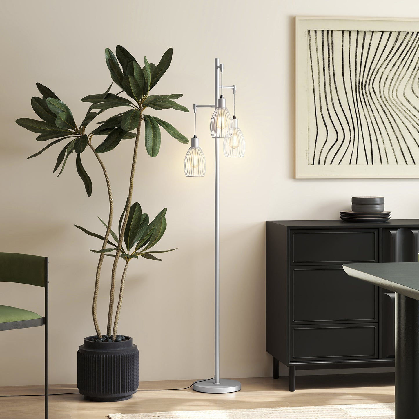 LightGlow Industrial Floor Lamp - Silver