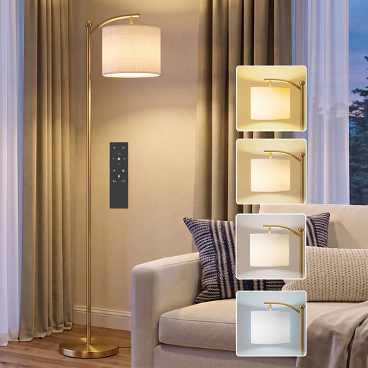 LightGlow Premium LED Floor Lamp with Remote Control - Gold Tone
