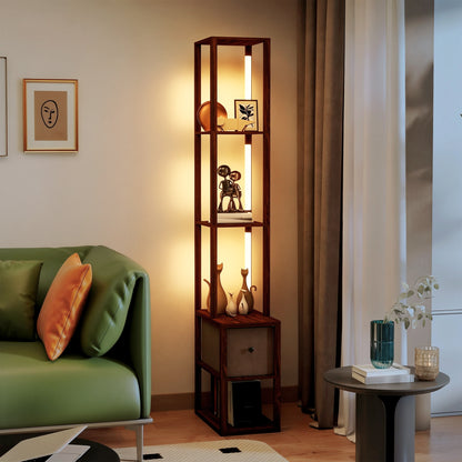 LightGlow Shelf Floor Lamp - Dark Brown