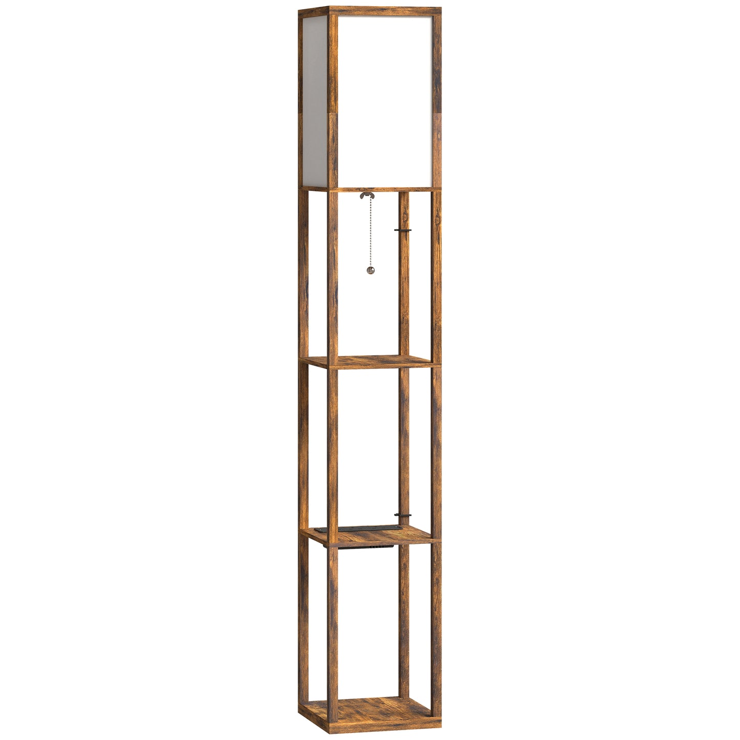LightGlow 4-Tier Floor Lamp - Rustic Brown