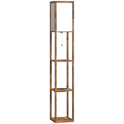 LightGlow 4-Tier Floor Lamp - Rustic Brown
