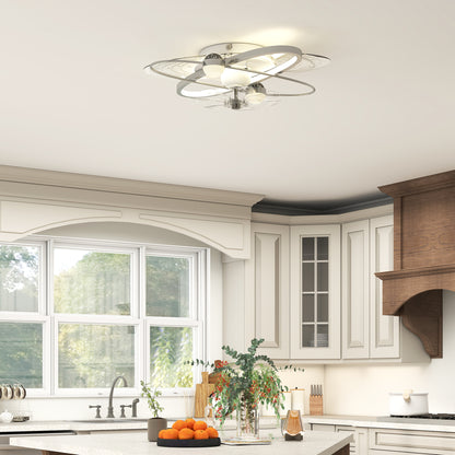 LightGlow Premium Ceiling Fan with Light and Remote, 3 Colour Temperatures, LED Mount Ceiling Fan Light for Bedroom, Silver Tone