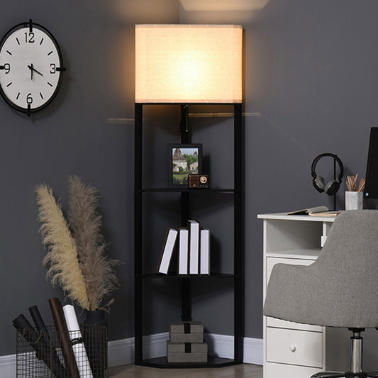 LightGlow Premium Corner Floor Lamp with Shelves, Tall Standing Lamps for Living Room, with Pull Chain Switch Bulb not Included, Black
