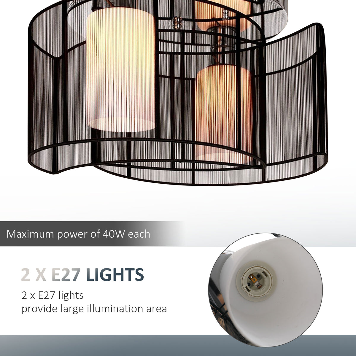 LightGlow Modern Chandelier - White Black