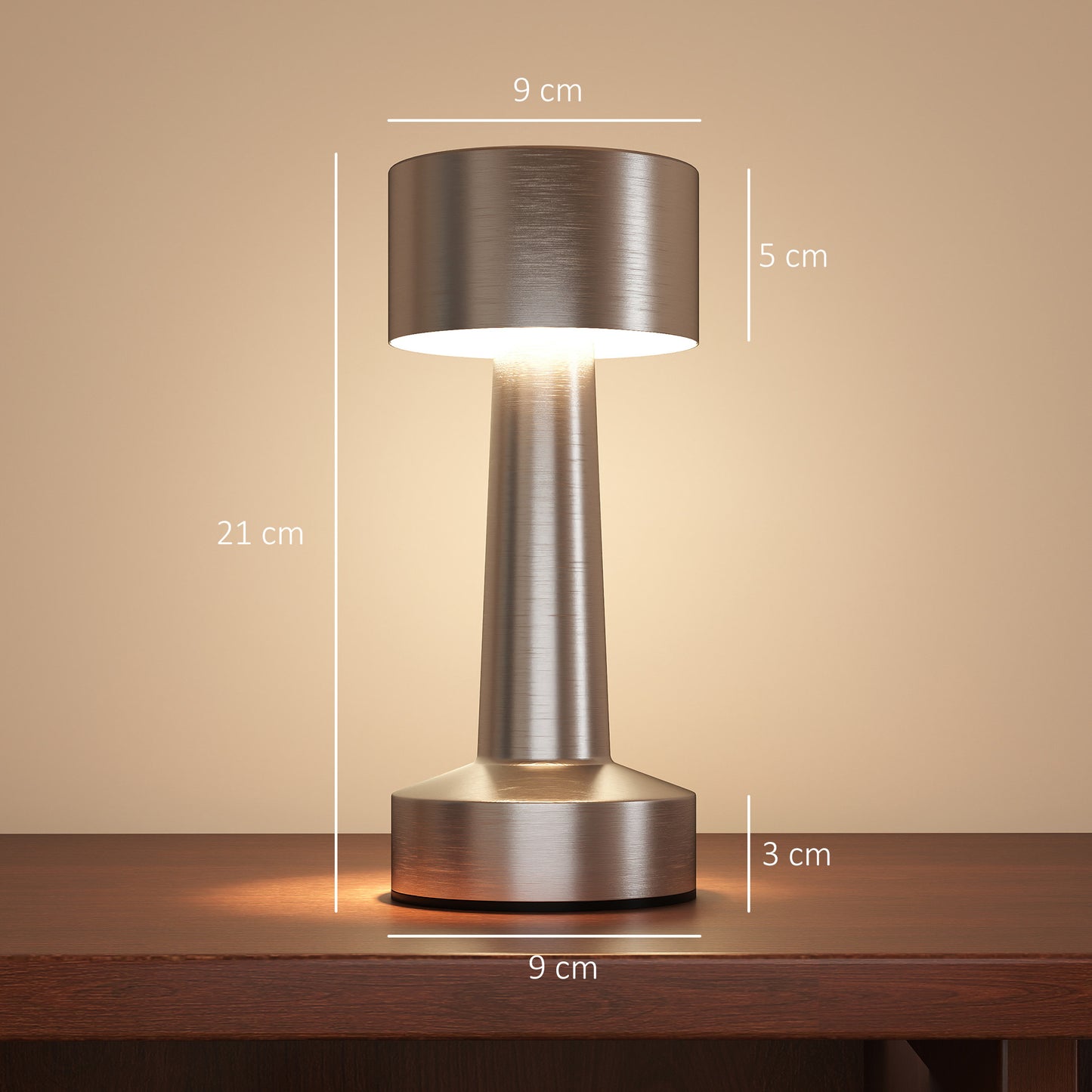 LightGlow Cordless Touch Lamp - Silver