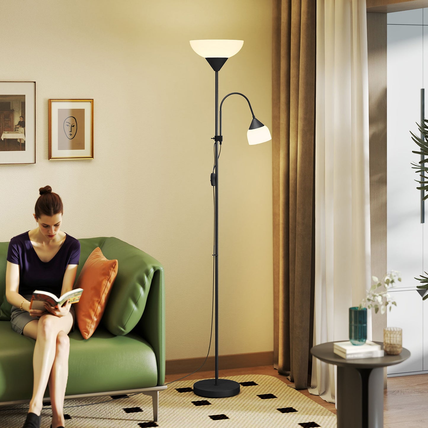 LightGlow Mother Child Floor Lamp - Black