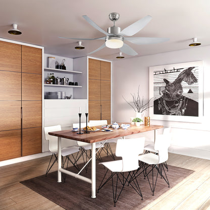 LightGlow Premium Reversible Ceiling Fan with Light, 6 Blades Indoor Modern Mount LED Lighting Fan with Remote Controller, for Bedroom, Living Room, Silver