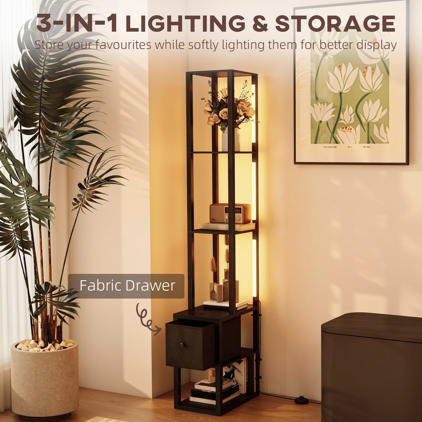 LightGlow Shelf Floor Lamp - Black