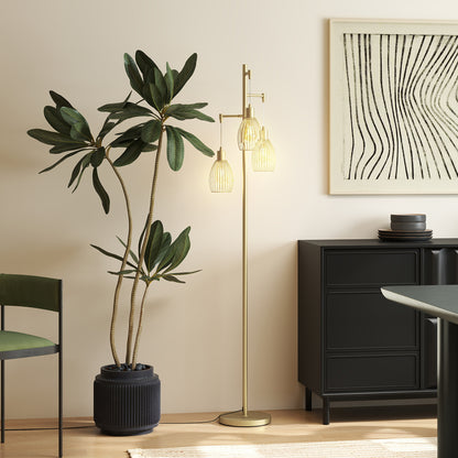LightGlow 3-Light Industrial Floor Lamp - Gold