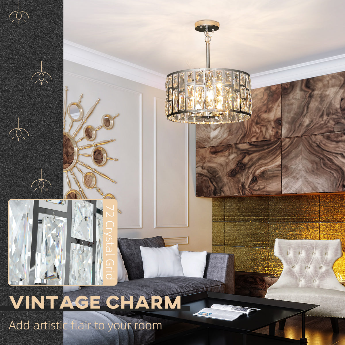 LightGlow Crystallite Chandelier - Silver