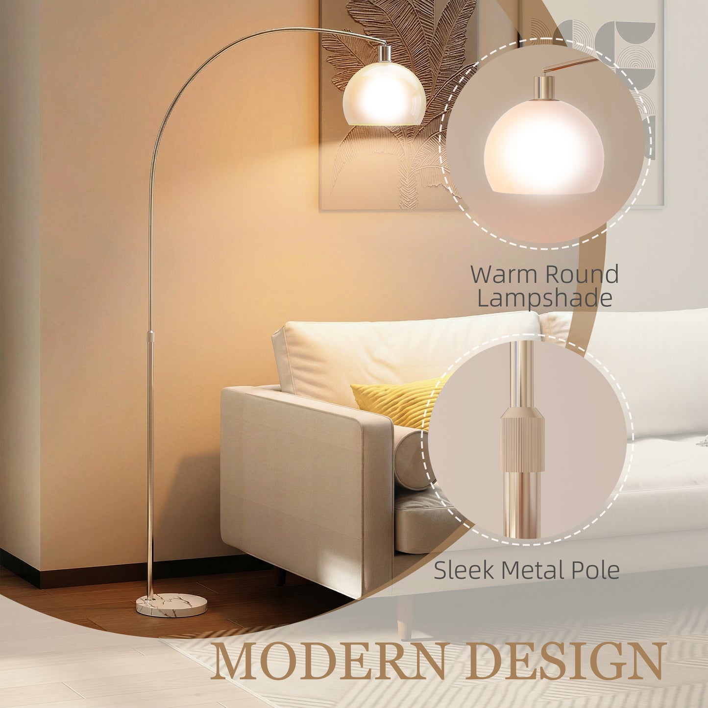 LightGlow Modern Floor Lamp - White