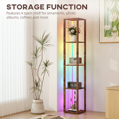 LightGlow RGB Shelf Floor Lamp - Rustic Brown