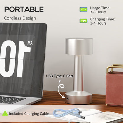 LightGlow Cordless Touch Lamp - Silver