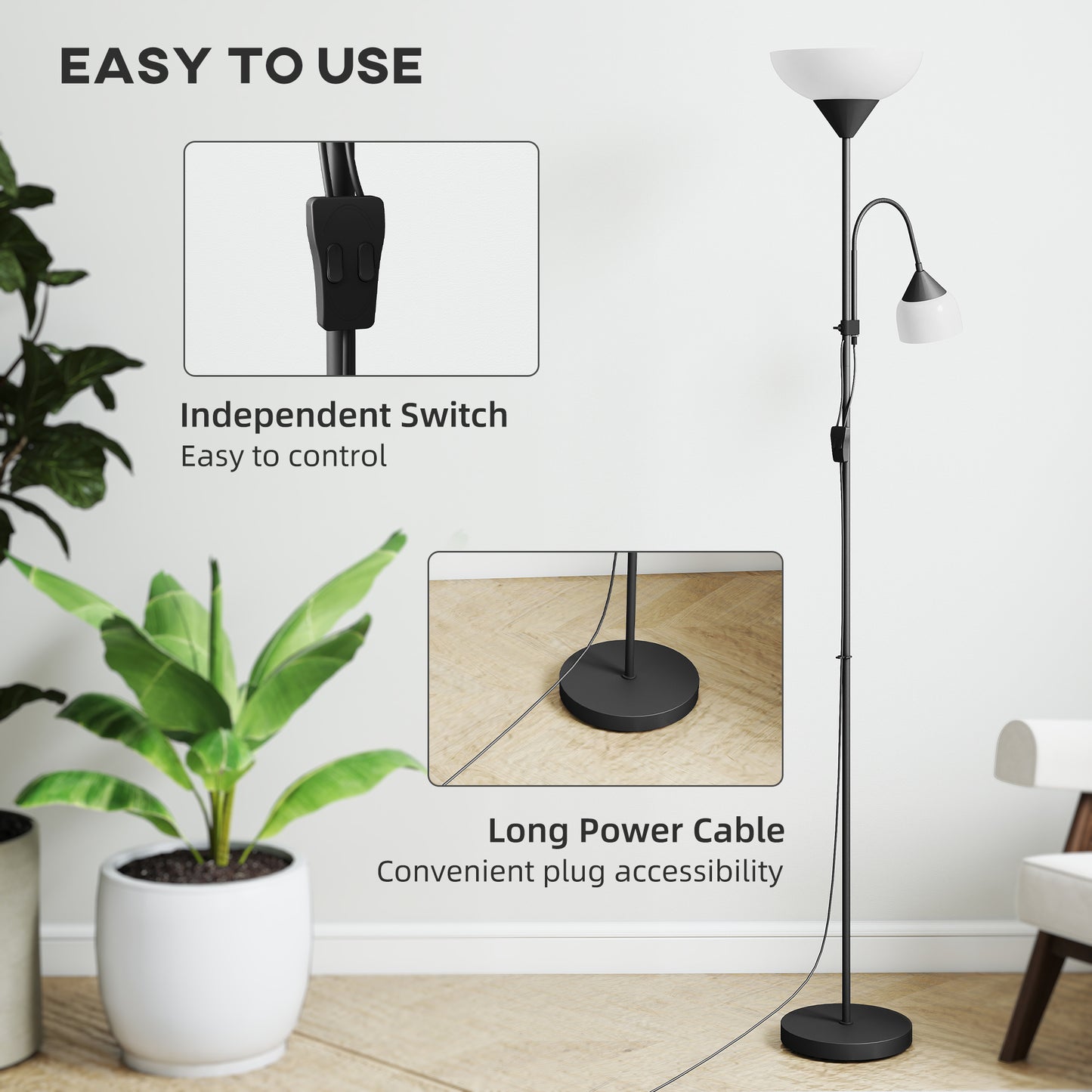 LightGlow Mother Child Floor Lamp - Black