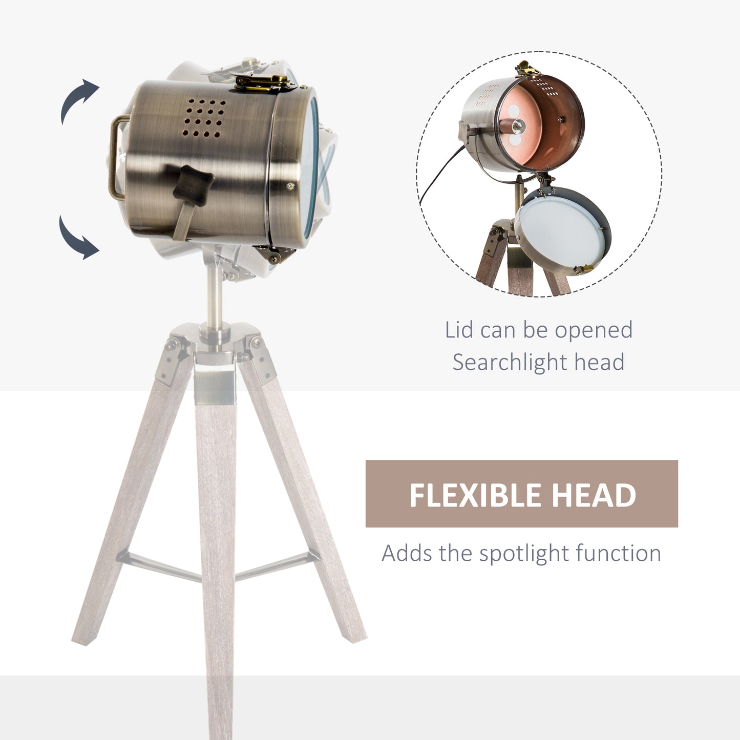 LightGlow Vintage Tripod Lamp - Brass