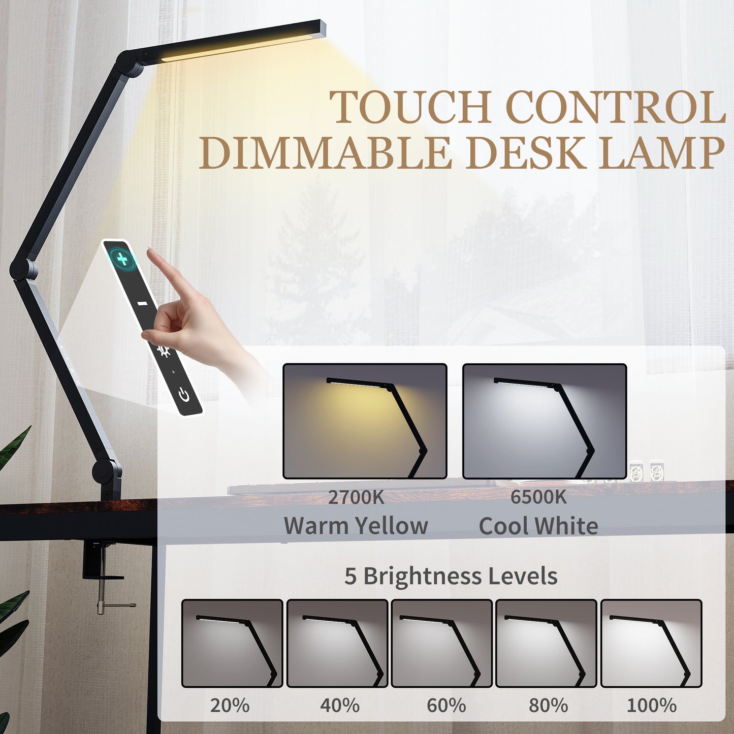 LightGlow Swing Arm Desk Lamp - Black