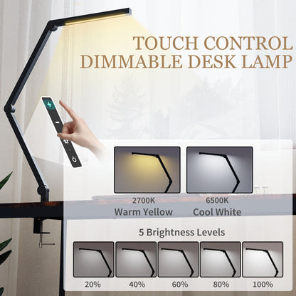 LightGlow Swing Arm Desk Lamp - Black