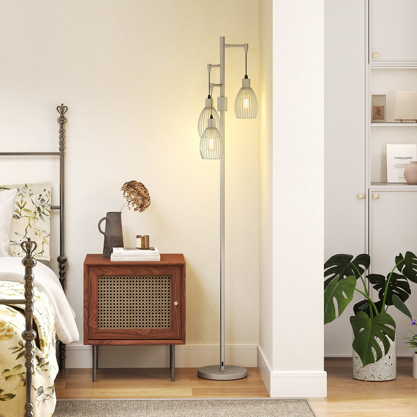 LightGlow Industrial Floor Lamp - Silver