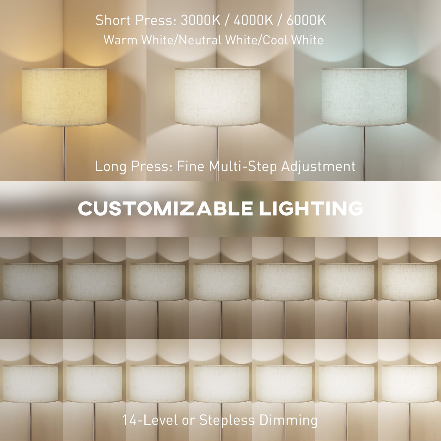 LightGlow Adjustable Floor Lamp - Silver
