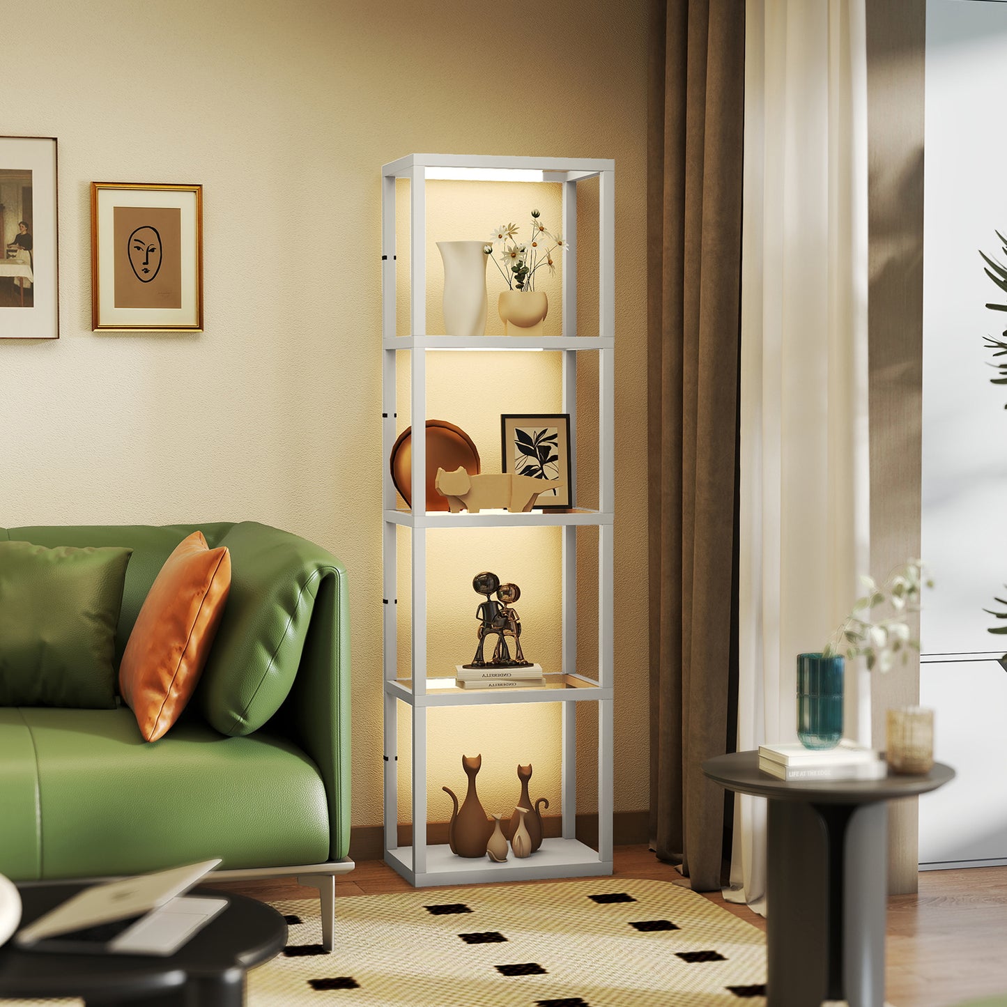 LightGlow Premium Four-Shelf Floor Lamp - Grey