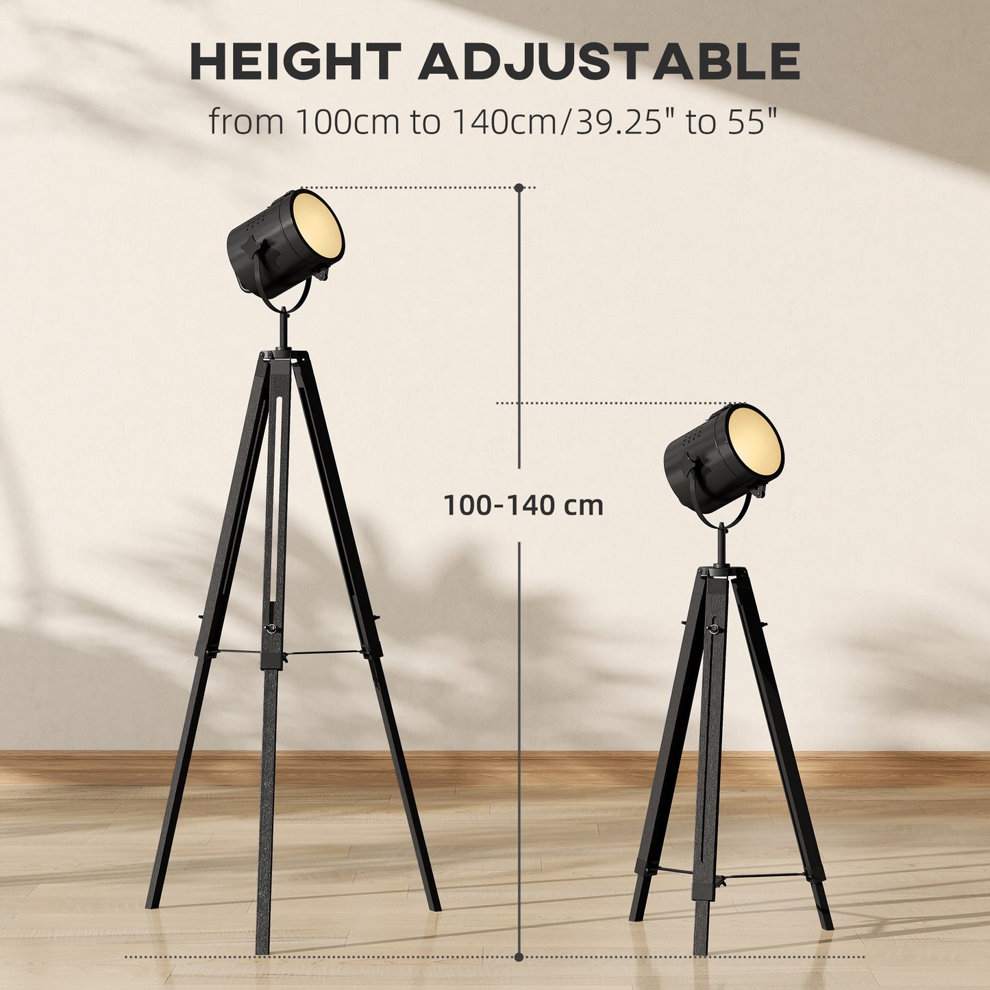 LightGlow Tripod Searchlight Lamp - Black