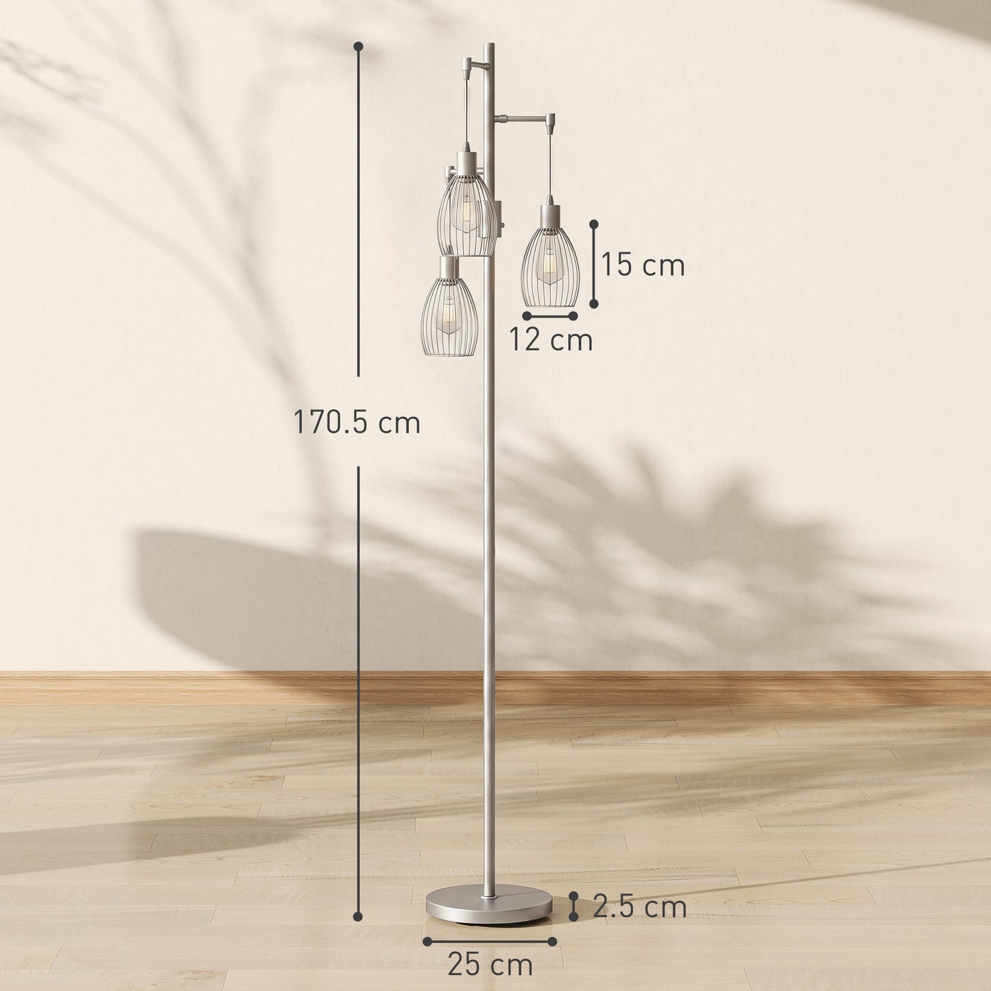 LightGlow Industrial Floor Lamp - Silver