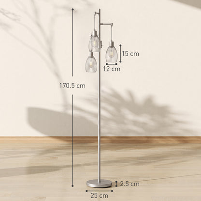 LightGlow Industrial Floor Lamp - Silver
