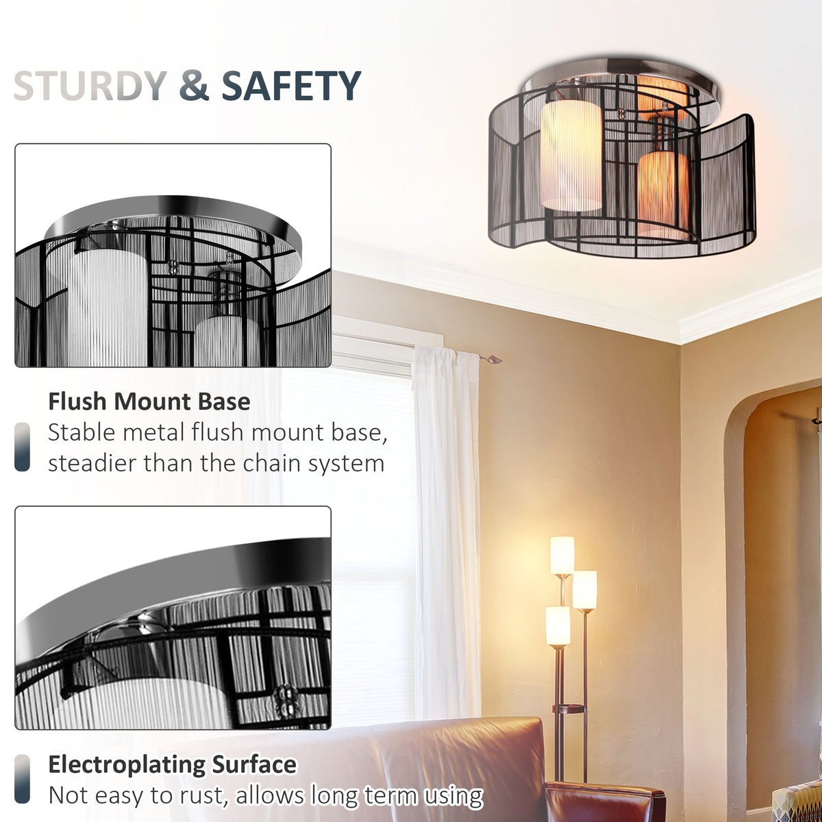 LightGlow Modern Chandelier - White Black