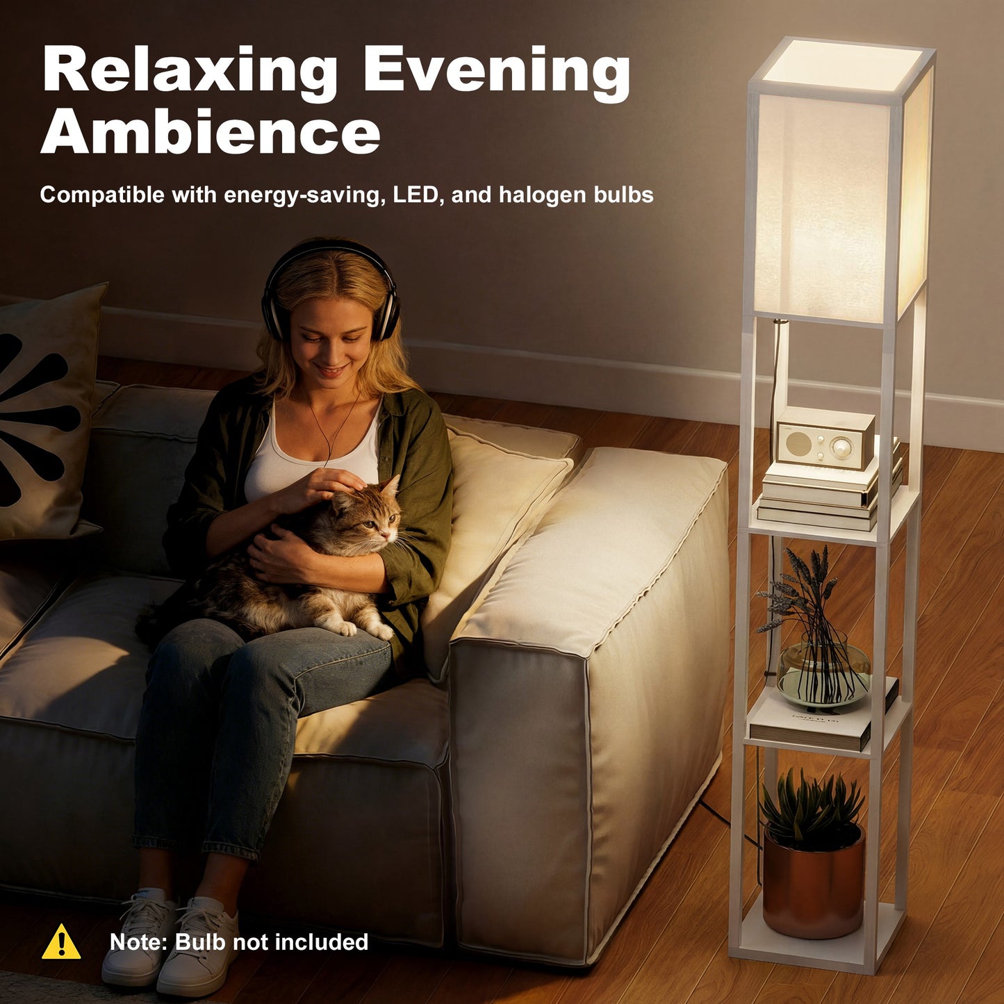 LightGlow 3-Tier Shelf Floor Lamp - White