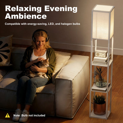 LightGlow 3-Tier Shelf Floor Lamp - White