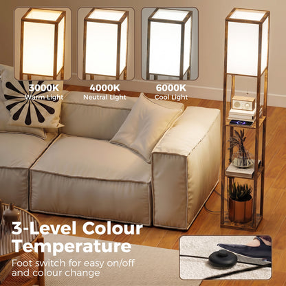 LightGlow 4-Tier Floor Lamp - Rustic Brown