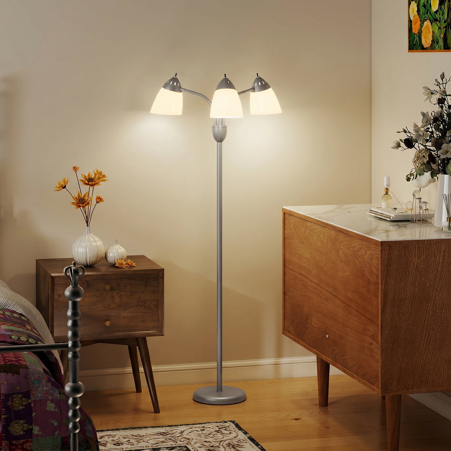 LightGlow Arc Floor Lamp - Silver