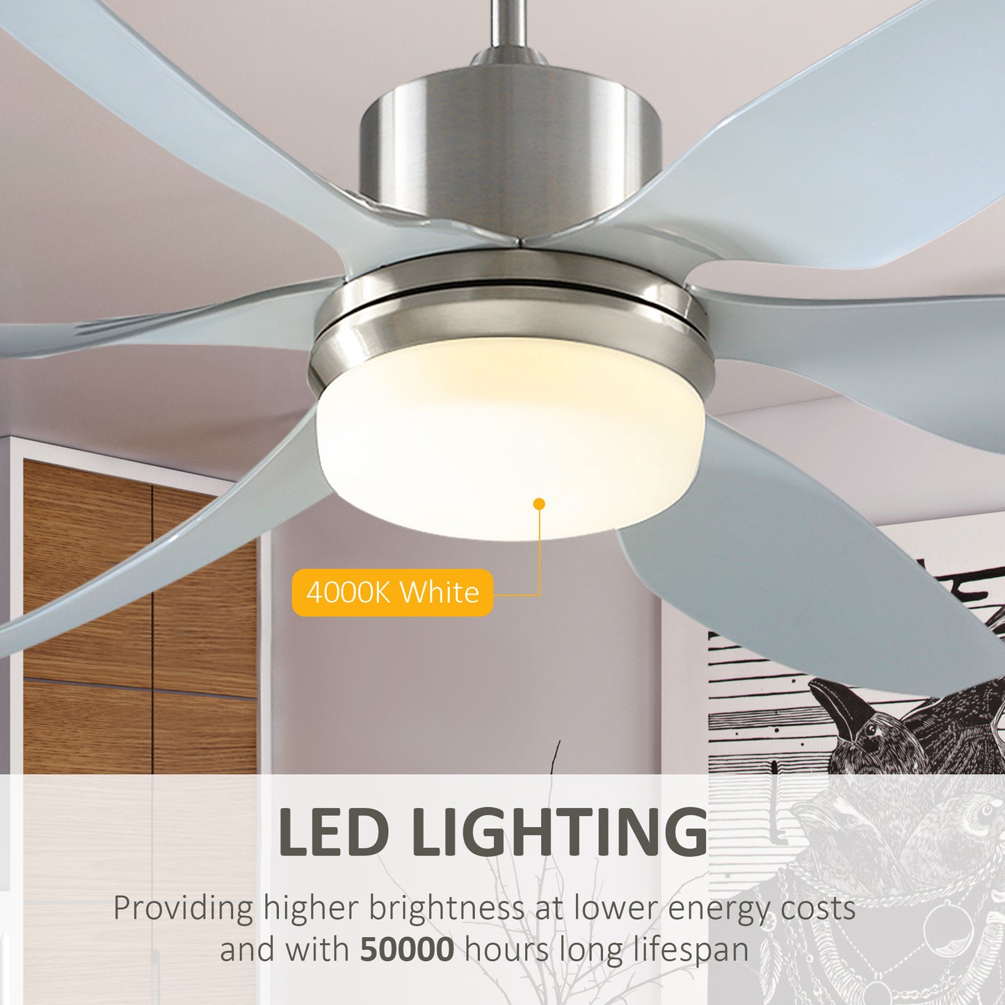 LightGlow Reversible Ceiling Fan - Silver
