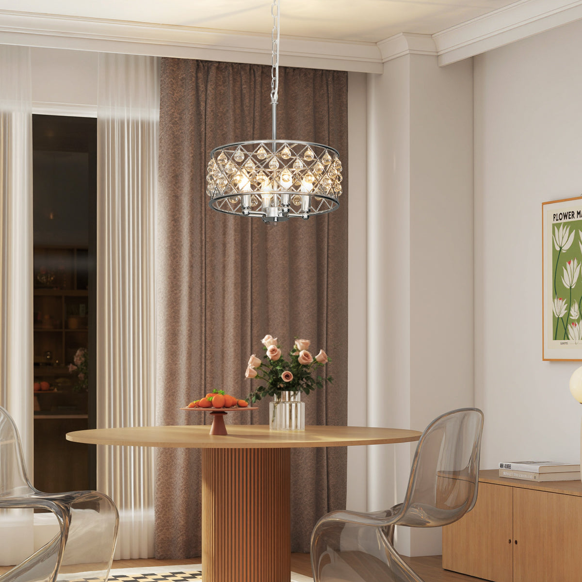 LightGlow Four-Bulb Crystallite Chandelier - Silver-Tone