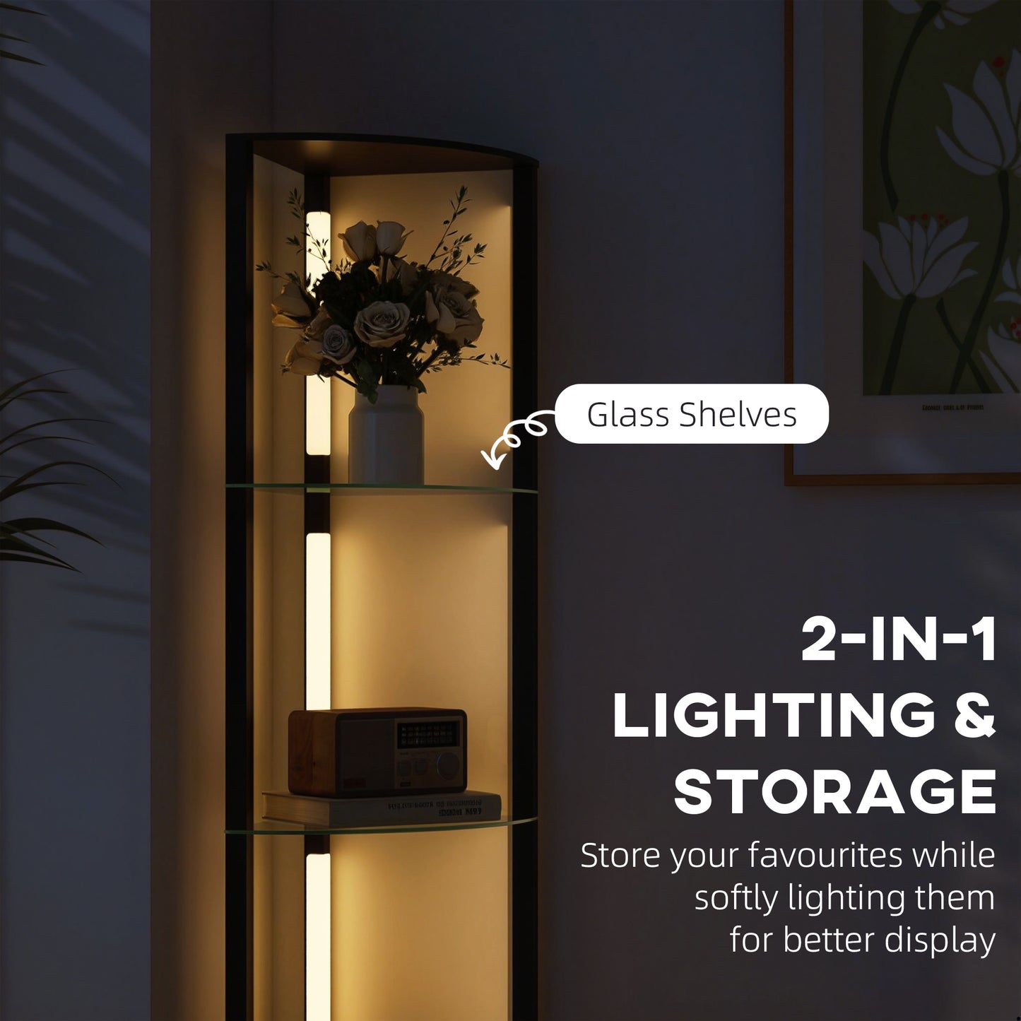 LightGlow Shelf Floor Lamp - Black