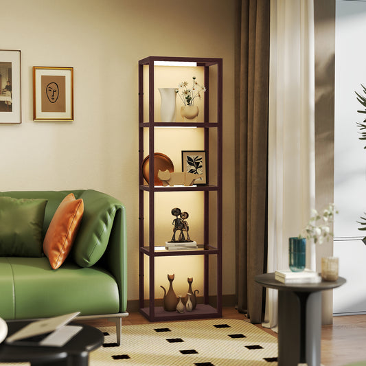 LightGlow Premium Four-Shelf Floor Lamp - Dark Brown