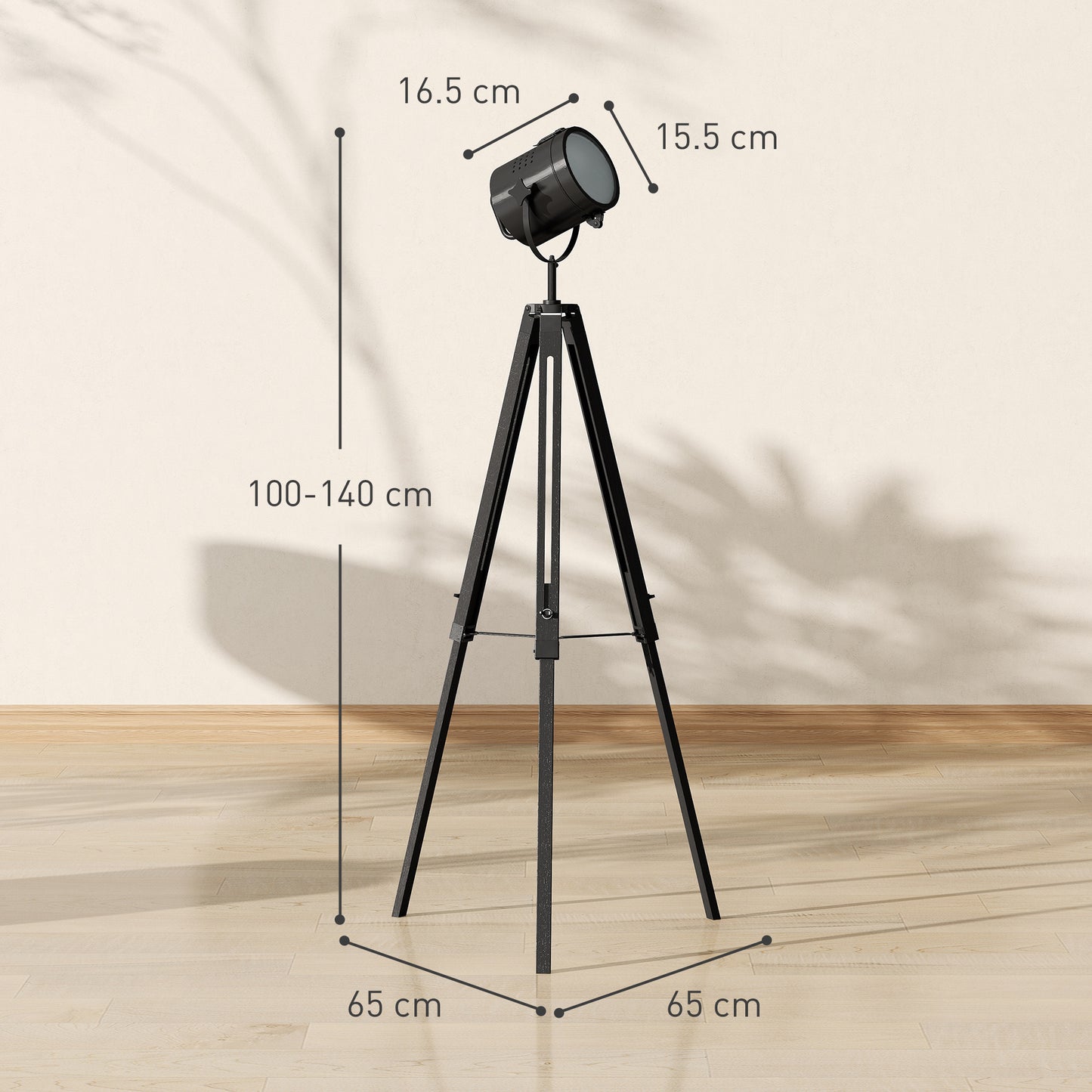 LightGlow Tripod Searchlight Lamp - Black