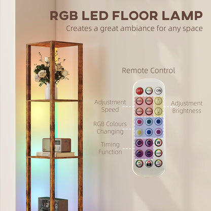 LightGlow RGB Shelf Floor Lamp - Rustic Brown
