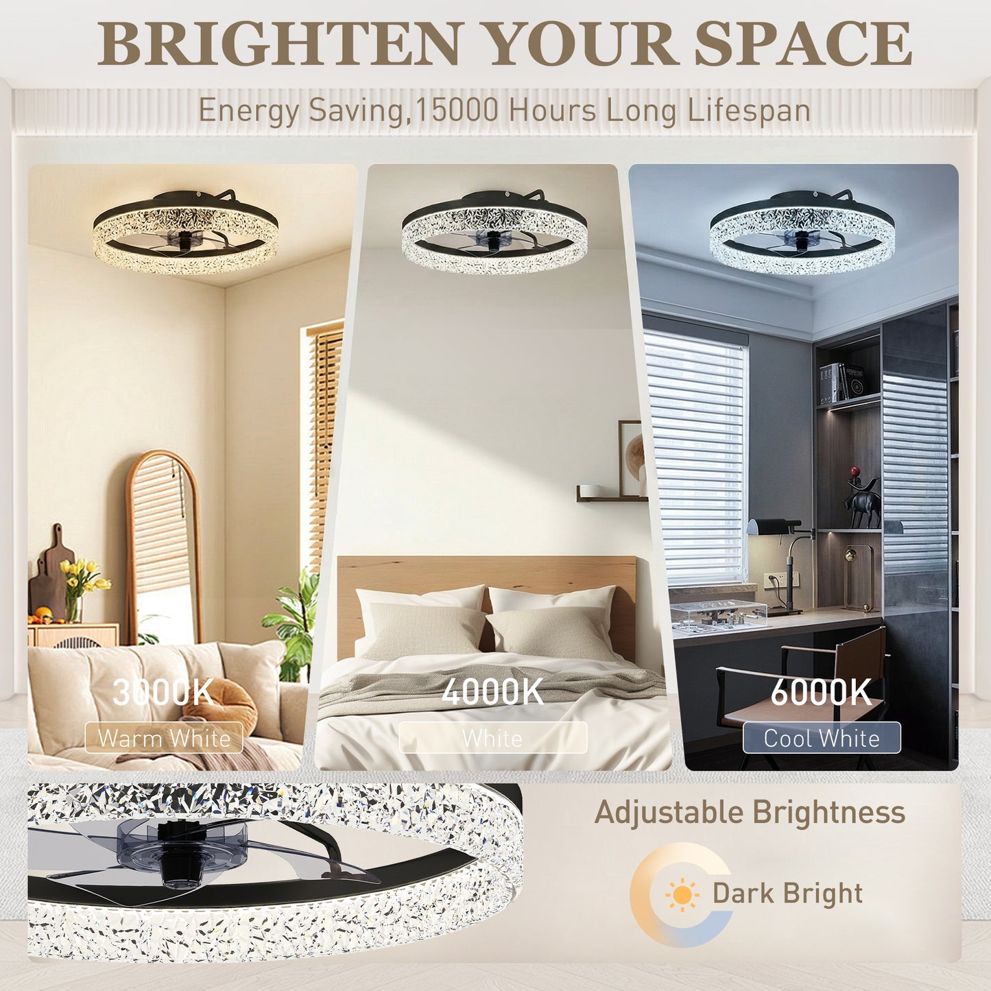 LightGlow Dimmable LED Ceiling Fan - Black
