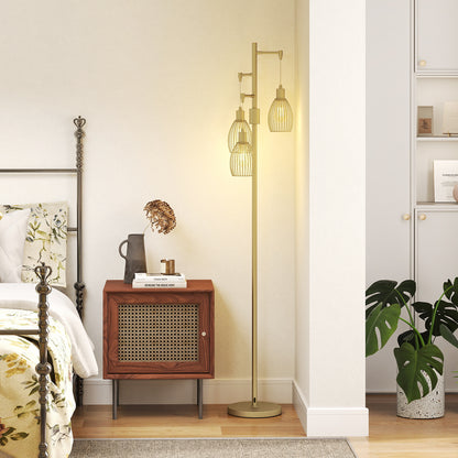 LightGlow 3-Light Industrial Floor Lamp - Gold