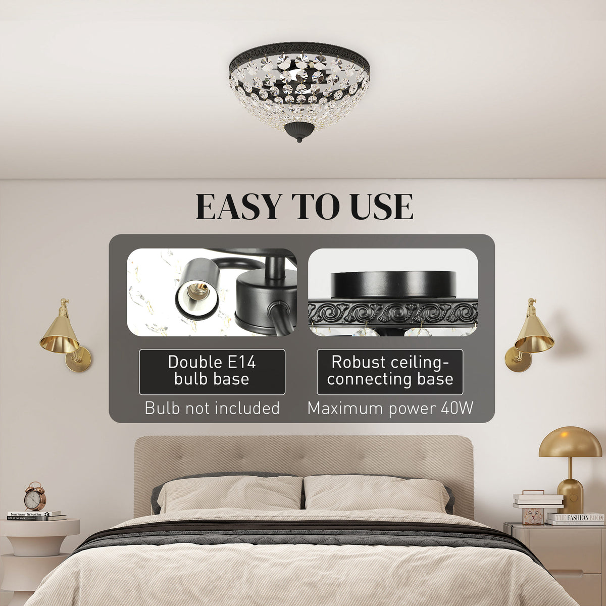 LightGlow Crystal Chandelier - Black
