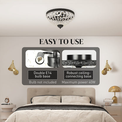 LightGlow Crystal Chandelier - Black