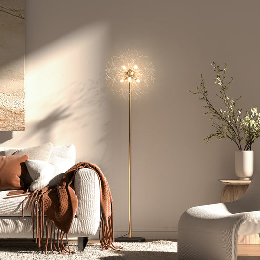 LightGlow Premium 160cm Dandelion-Crystallite Floor Lamp, with Foot Switch