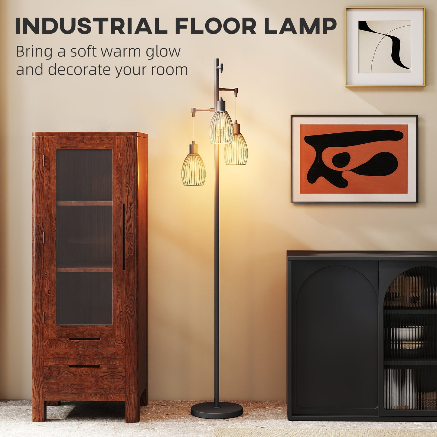 LightGlow 3-Light LED Floor Lamp - Black