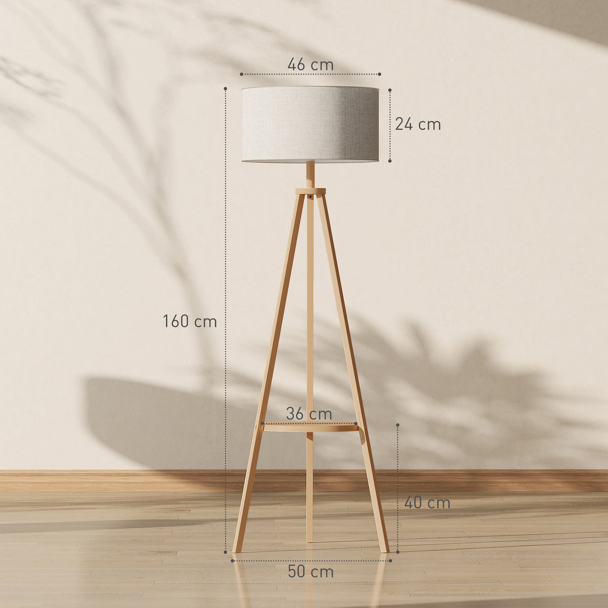 LightGlow Tripod Floor Lamp - Natural Wood