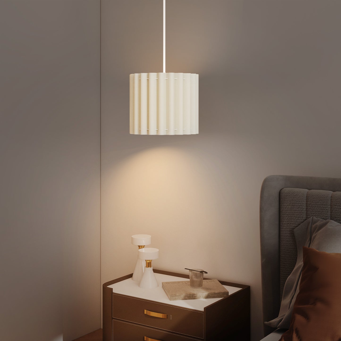 LightGlow Linen Pendant Light - White