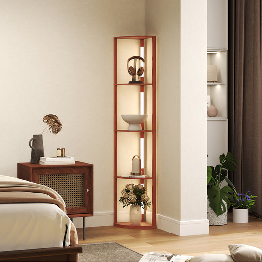 LightGlow Premium Corner Floor Lamp for Living Room Bedroom with Warm White LED Light, Modern Tall Standing Lamp, Brown